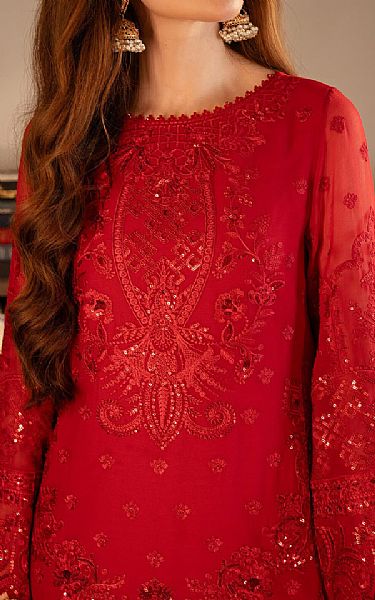 Imrozia Scarlet Chiffon Suit | Pakistani Embroidered Chiffon Dresses USA- Image 3