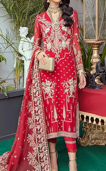 Imrozia Scarlet Chiffon Suit | Pakistani Dresses in USA- Image 1