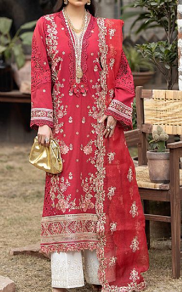 Imrozia Deep Pink Lawn Suit | Pakistani Lawn Suits- Image 1