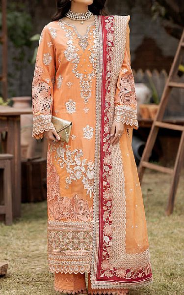 Imrozia Peach Lawn Suit | Pakistani Lawn Suits- Image 1
