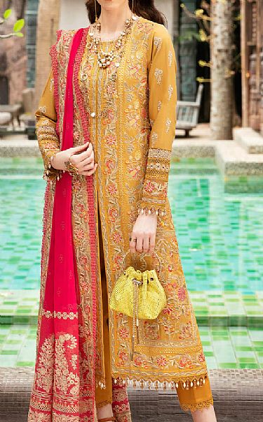Imrozia Mustard Lawn Suit | Pakistani Lawn Suits- Image 1