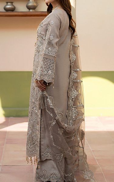 Imrozia Beige Organza Suit | Pakistani Embroidered Chiffon Dresses USA- Image 2
