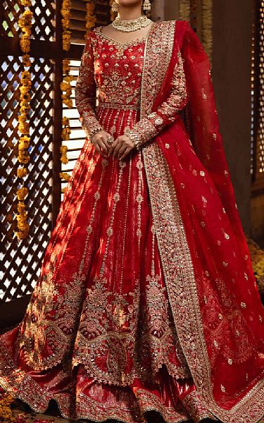 Imrozia Red Organza Suit | Pakistani Embroidered Chiffon Dresses USA- Image 1