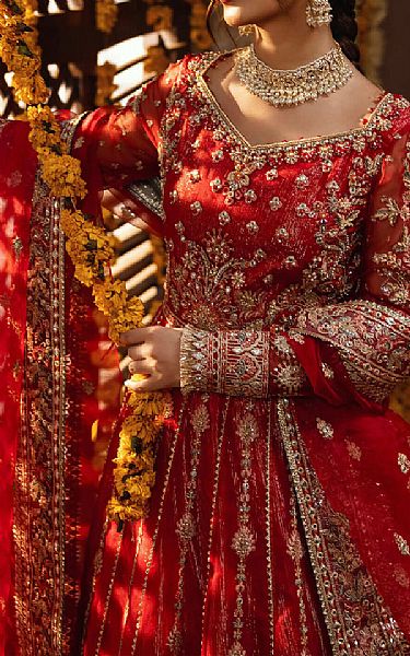 Imrozia Red Organza Suit | Pakistani Embroidered Chiffon Dresses USA- Image 3