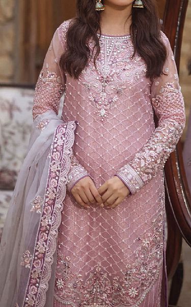 Imrozia Lilac Organza Suit | Pakistani Embroidered Chiffon Dresses USA- Image 2