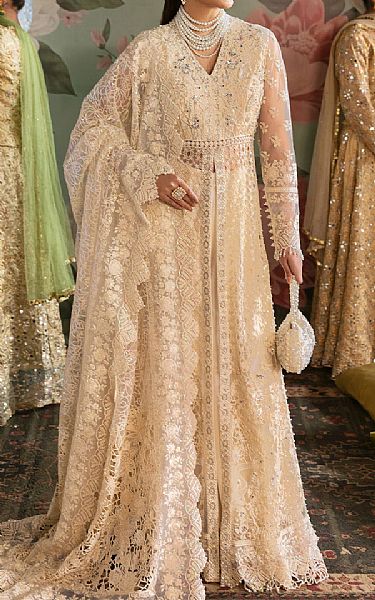 Imrozia Ivory Net Suit | Pakistani Embroidered Chiffon Dresses USA- Image 1