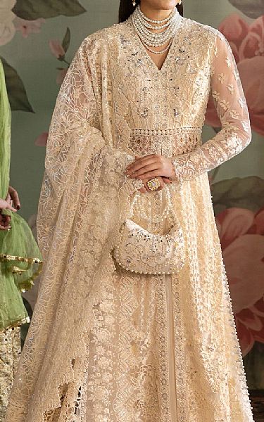 Imrozia Ivory Net Suit | Pakistani Embroidered Chiffon Dresses USA- Image 2