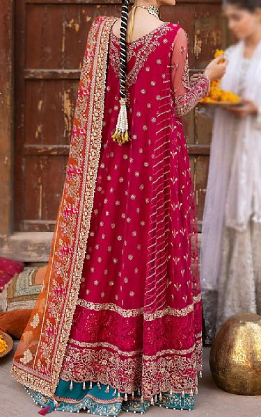 Imrozia Hot Pink Net Suit | Pakistani Embroidered Chiffon Dresses USA- Image 3