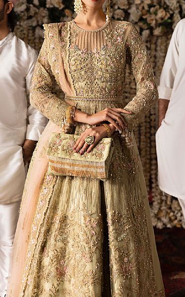 Imrozia Pistachio/Gold Net Suit | Pakistani Embroidered Chiffon Dresses USA- Image 3