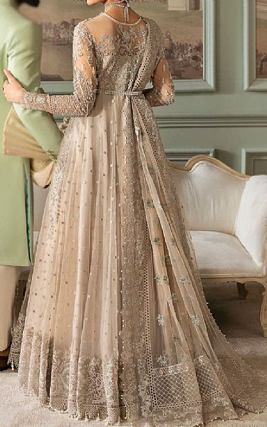 Imrozia Light Grey Net Suit | Pakistani Embroidered Chiffon Dresses USA- Image 2