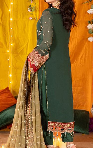 Imrozia Green Chiffon Suit | Pakistani Embroidered Chiffon Dresses USA- Image 2