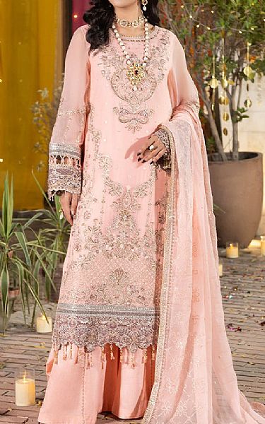 Imrozia Pale Pink Chiffon Suit | Pakistani Embroidered Chiffon Dresses USA- Image 1