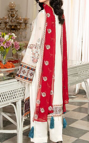 Imrozia Off White Chiffon Suit | Pakistani Embroidered Chiffon Dresses USA- Image 2