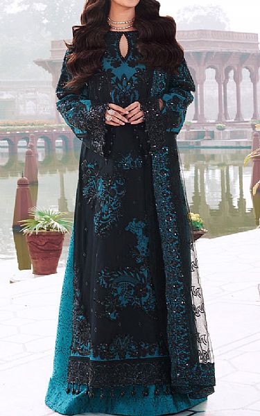 Imrozia Black Net Suit | Pakistani Embroidered Chiffon Dresses USA- Image 1