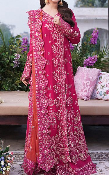 Imrozia Hot Pink Chiffon Suit | Pakistani Embroidered Chiffon Dresses USA- Image 1
