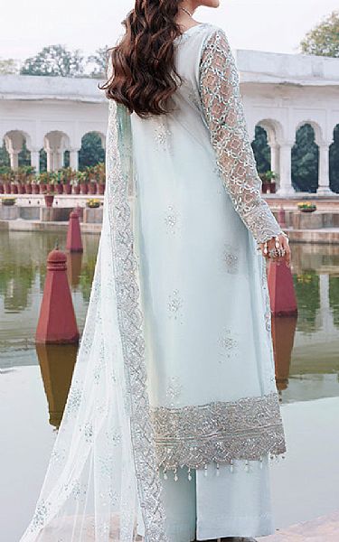 Imrozia Pale Aqua Net Suit | Pakistani Embroidered Chiffon Dresses USA- Image 2