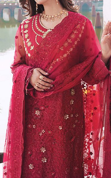 Imrozia Red Net Suit | Pakistani Embroidered Chiffon Dresses USA- Image 3