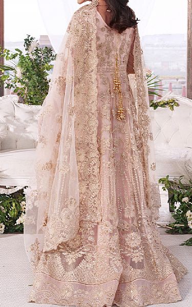 Imrozia Peach Net Suit | Pakistani Embroidered Chiffon Dresses USA- Image 2