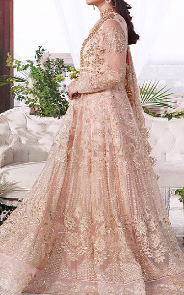 Imrozia Peach Net Suit | Pakistani Embroidered Chiffon Dresses USA- Image 3