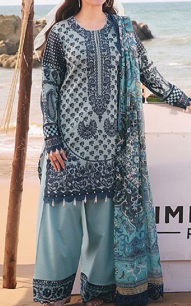 Imrozia Sky Blue Lawn Suit | Pakistani Lawn Dress in USA- Image 1