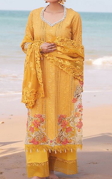 Imrozia Mustard Lawn Suit | Pakistani Lawn Dress in USA- Image 1