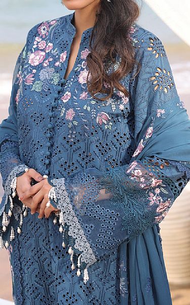Imrozia Teal Blue Lawn Suit | Pakistani Lawn Dress in USA- Image 2