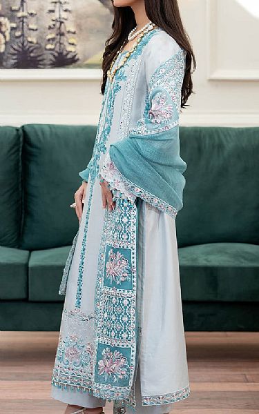 Imrozia Light Grey Silk Suit | Pakistani Embroidered Chiffon Dresses USA- Image 2