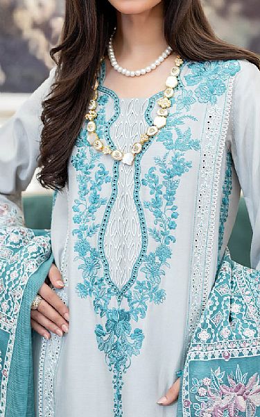 Imrozia Light Grey Silk Suit | Pakistani Embroidered Chiffon Dresses USA- Image 3
