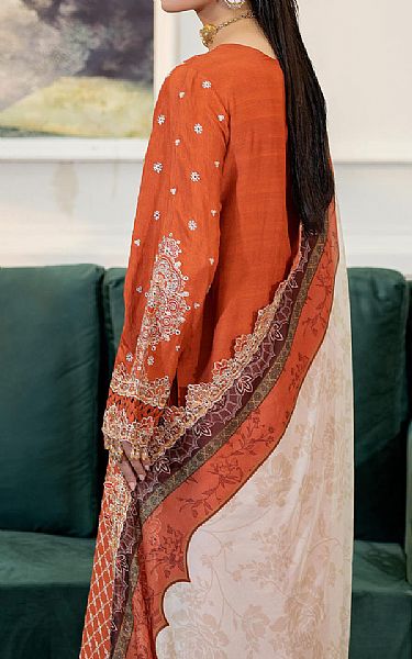 Imrozia Shocking Orange Silk Suit | Pakistani Embroidered Chiffon Dresses USA- Image 2