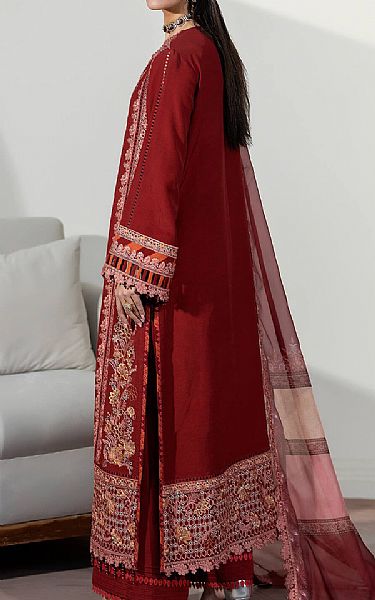 Imrozia Falu Red Silk Suit | Pakistani Embroidered Chiffon Dresses USA- Image 2