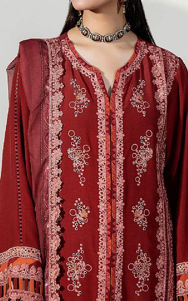 Imrozia Falu Red Silk Suit | Pakistani Embroidered Chiffon Dresses USA- Image 3