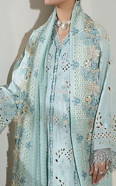 Imrozia Light Blue Silk Suit | Pakistani Embroidered Chiffon Dresses USA- Image 3