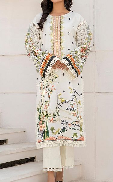 Ittehad White Lawn Suit (2 Pcs) | Pakistani Dresses in USA- Image 1