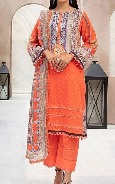 Ittehad Cinnabar Red Lawn Suit | Pakistani Dresses in USA- Image 1