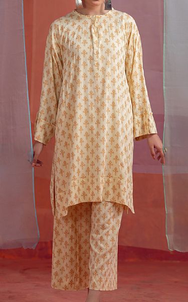 Ittehad Light Golden Linen Suit (2 Pcs) | Pakistani Dresses in USA- Image 1