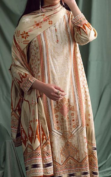 Ittehad Ivory Linen Suit | Pakistani Dresses in USA- Image 1