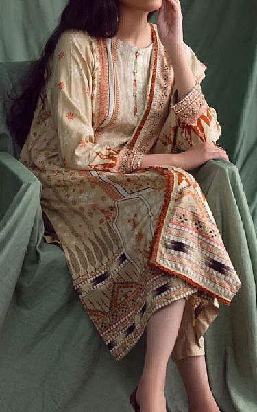 Ittehad Ivory Linen Suit | Pakistani Dresses in USA- Image 2