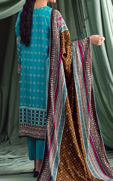 Ittehad Turquoise Linen Suit | Pakistani Dresses in USA- Image 2