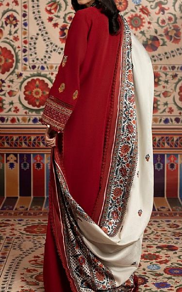 Ittehad Scarlet Khaddar Suit | Pakistani Winter Dresses- Image 2