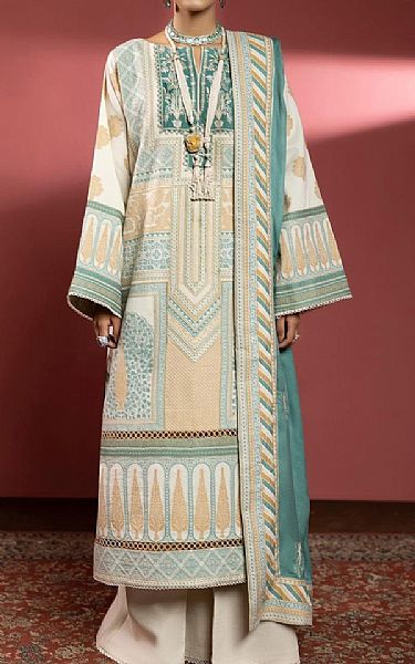 Ittehad Ivory Jacquard Suit | Pakistani Winter Dresses- Image 1