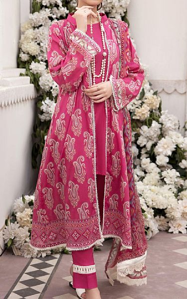 Ittehad Cerise Pink Lawn Suit | Pakistani Lawn Suits- Image 1