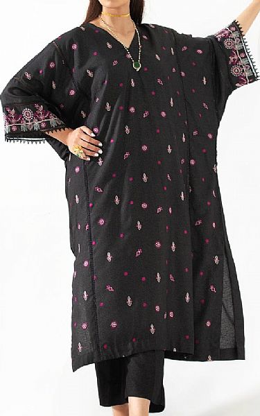 Ittehad Black Karandi Suit (2 pcs) | Pakistani Winter Dresses- Image 2