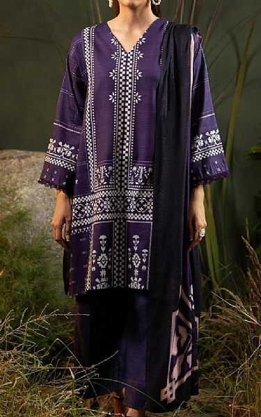 Ittehad Indigo Khaddar Suit | Pakistani Winter Dresses- Image 1