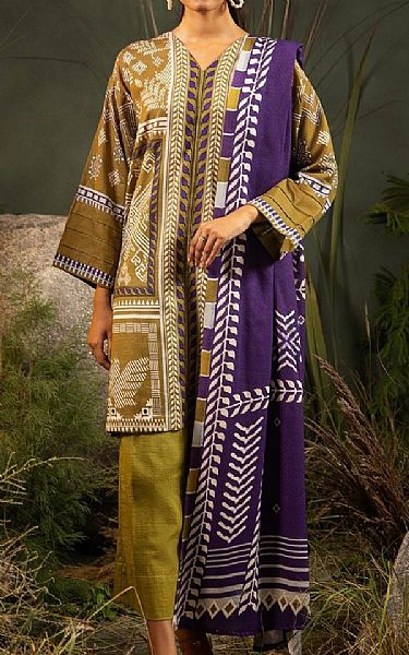 Ittehad Olive Green Khaddar Suit | Pakistani Winter Dresses- Image 1