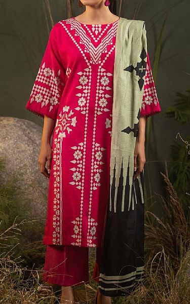 Ittehad Rich Carmine Khaddar Suit | Pakistani Winter Dresses- Image 1