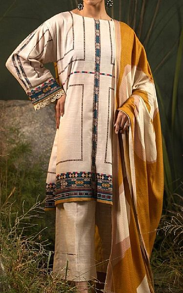 Ittehad Off White Khaddar Suit | Pakistani Winter Dresses- Image 1