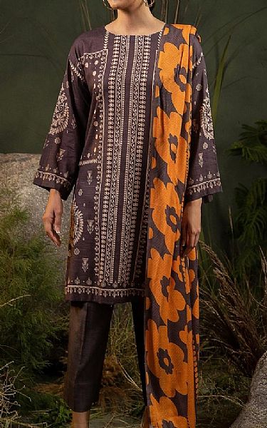 Ittehad Woody Brown Khaddar Suit | Pakistani Winter Dresses- Image 1
