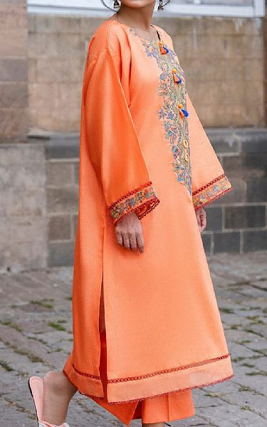 Ittehad Shocking Orange Lawn Suit (2 pcs) | Pakistani Lawn Suits- Image 2