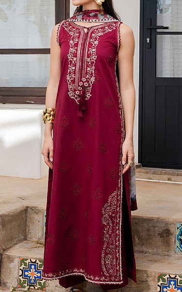 Izel Wine Red Lawn Suit | Pakistani Lawn Dress in USA- Image 1