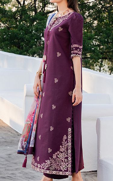 Izel Plum Lawn Suit | Pakistani Lawn Dress in USA- Image 2